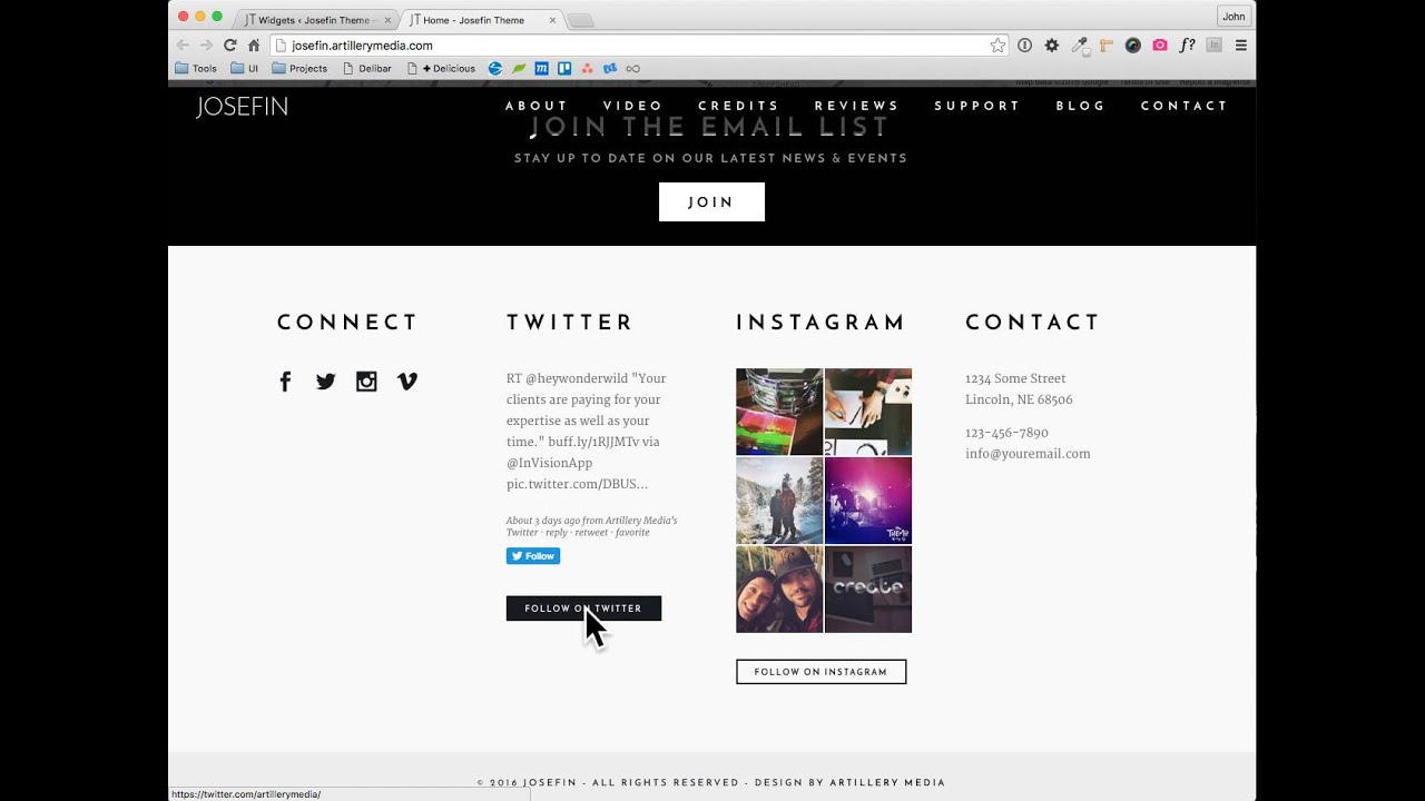 Setting up the Twitter & Instagram Widgets